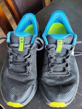 Under Armour Kids Black Sneakers with Blue and Lime Accents